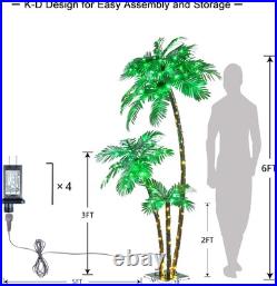 LIGHTSHARE Lighted 6FT Gorgeous Palm Tree 3Trunks Artificial Green