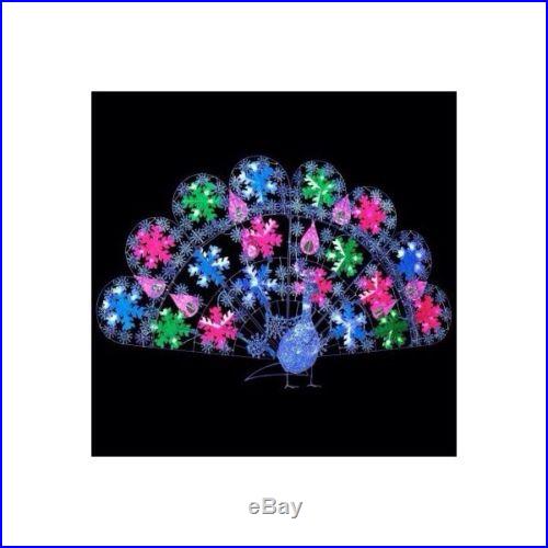 LIGHTSHOW SNOW FLURRY CHANGING COLOR LIGHTED PEACOCK 5 Ft LED Christmas Outdoor