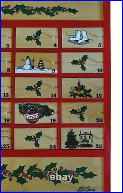 LL BEAN Vintage Advent Calendar with Doors 15x17 Wooden 25 Day Christmas Countdown