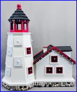 LL Bean Lighthouse Advent Calendar Wooden Christmas Decor Original Box Styrofoam