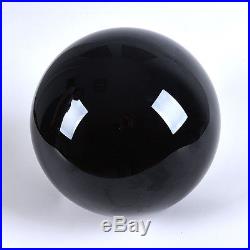 LONGWIN 200mm 7.87 D Black Crystal Ball Sphere Solid Color Rotable Wood Stand