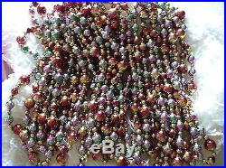 LOT 7 STRANDS VINTAGE BLOWN GLASS MULTI-COLOR CHRISTMAS TREE BEADED GARLAND