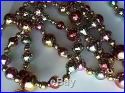 LOT 7 STRANDS VINTAGE BLOWN GLASS MULTI-COLOR CHRISTMAS TREE BEADED GARLAND