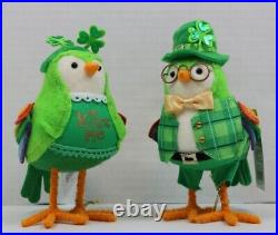 LOT OF 2 NWT Spritz Fabric Birds Laddie & Lucky 2020 St. Patrick's Day
