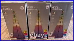 LOT OF 3 GE 7 ft Color Changing LED Lights Christmas Tree Color Tech Effects