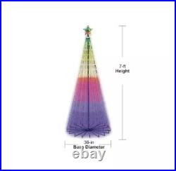 LOT OF 3 GE 7 ft Color Changing LED Lights Christmas Tree Color Tech Effects