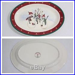LOT of 26 Piece Royal Seasons Christmas Stoneware Dishes Set Snowmen Dots 6x