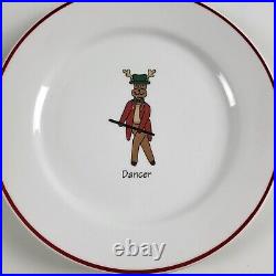 LTD Commodoties Santa's Reindeer Knife Dessert Plate Mug Serving Dish Set Of 25