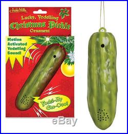 LUCKY PICKLE YODELING CHRISTMAS TREE ORNAMENT MOTION ACTIVATED FUN GAG GIFT