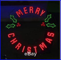 Large 40 LED Lighted Happy Holidays Christmas Sign Wreath Yard Decor NEW