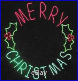 Large 41 Led Neon Lighted Merry Christmas Sign Wreath Led Lights New