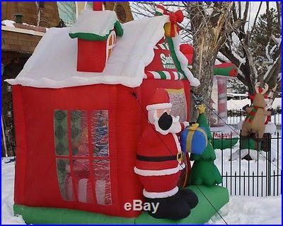 Large 8 Foot Airblown Infaltable Animated Santa's Workshop w/rotating scene RARE