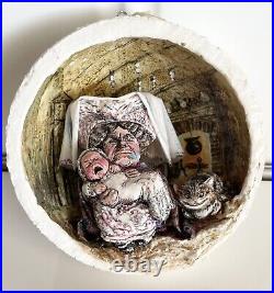 Large Artist Jan Zimmer Paper Mache Alice in Wonderland Christmas Ornament