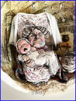 Large Artist Jan Zimmer Paper Mache Alice in Wonderland Christmas Ornament