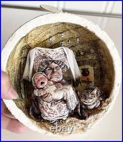 Large Artist Jan Zimmer Paper Mache Alice in Wonderland Christmas Ornament