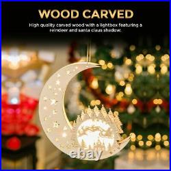 Large Christmas 10 LED Wooden Silhouette Animated Outdoor Xmas Decoration Lights