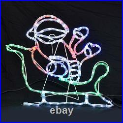 Large Christmas Outdoor Decoration Rope Light Waving Santa Sleigh Reindeer 2.5m