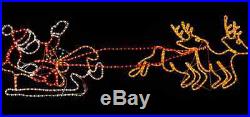 Large Christmas Pre-lit Santa Sleigh Reindeer 1.6m LED Rope Light Xmas Decor NEW