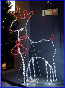 Large Christmas Reindeer Santa Lights Outdoor LED Rope Lights Xmas Decoration