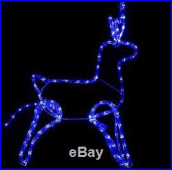 Large Christmas Reindeer Santa Sleigh LED Rope Lights Silhouette Xmas Decoration