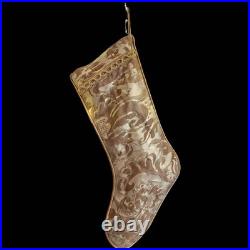 Large Fortuny Christmas Stocking SEVIGNE Pattern In Warm French Brown and Gold