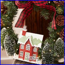 Large LED Light-Up Pre-Lit Christmas Holiday Wreath Putz House Sisal House 24