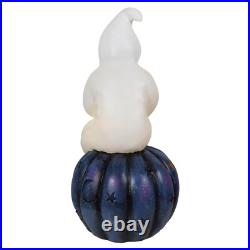 Large LED Lighted Ghost Sitting On Pumpkin