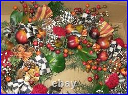 Large Mackenzie Childs Decorative Christmas Holiday 32 Farmhouse Wreath