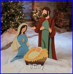 Large Nativity Scene Metal Outdoor Jesus Mary Joseph Christmas Yard Art 3-pc Set