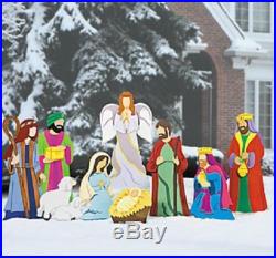 Large Nativity Scene Metal Outdoor Jesus Mary Joseph Christmas Yard Art 3-pc Set