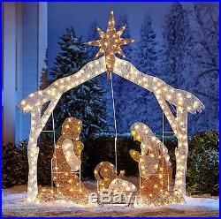 Large Nativity Scene Outdoor Christmas Decoration Crystal Light Up Holy Family