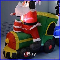 Large Outdoor Christmas Inflatable Pre-Lit LED Lights Fan Santa Train Decoration