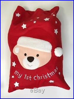 Large Personalised Embroidered Christmas Sack Reindeer My First Xmas Stocking