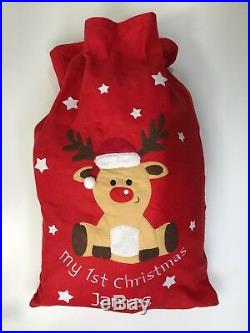 Large Personalised Embroidered Christmas Sack Teddy Bear My First Xmas Stocking