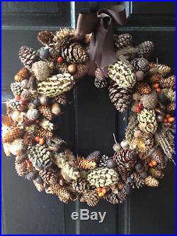 Large Pine Cone, Christmas, Holiday Wreath, Handcrafted with Natural Materials