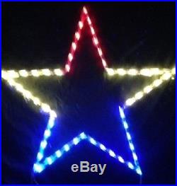 Large Red/White/Blue Holiday Star Outdoor LED Lighted Decoration Steel Wireframe