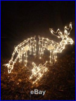 Large Reindeer Family LED Lights Indoor Outdoor Rope Christmas Moving Decor Home