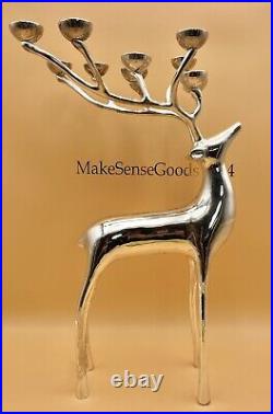 Large Silver Plate Pottery Barn Reindeer Candelabra 10 Points Stands 20 Tall