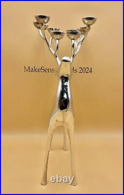Large Silver Plate Pottery Barn Reindeer Candelabra 10 Points Stands 20 Tall