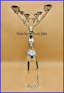 Large Silver Plate Pottery Barn Reindeer Candelabra 10 Points Stands 20 Tall