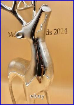 Large Silver Plate Pottery Barn Reindeer Candelabra 10 Points Stands 20 Tall