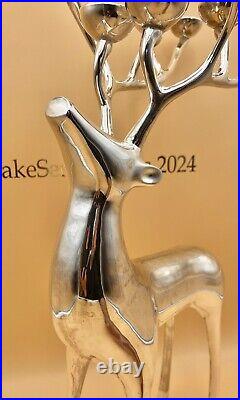 Large Silver Plate Pottery Barn Reindeer Candelabra 10 Points Stands 20 Tall