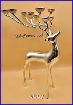 Large Silver Plate Pottery Barn Reindeer Candelabra 10 Points Stands 20 Tall