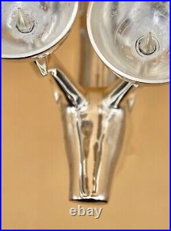 Large Silver Plate Pottery Barn Reindeer Candelabra 10 Points Stands 20 Tall