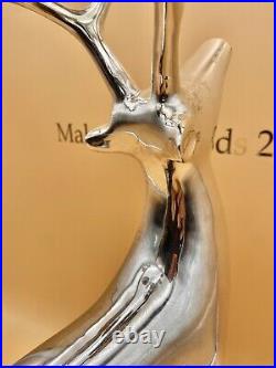 Large Silver Plate Pottery Barn Reindeer Candelabra 10 Points Stands 20 Tall