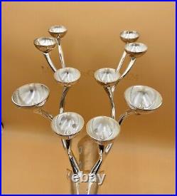 Large Silver Plate Pottery Barn Reindeer Candelabra 10 Points Stands 20 Tall
