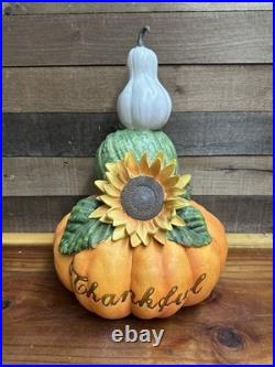 Large Stacked Thankful Pumpkins Sunflower 18 Tall
