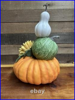 Large Stacked Thankful Pumpkins Sunflower 18 Tall