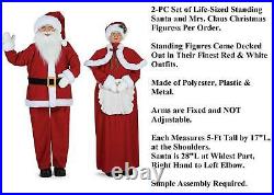 Large Standing Mr. & Mrs. Santa Claus Couple Christmas Holiday Figures 2-PC