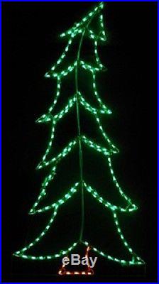 Large Tilted Xmas Tree Holiday Outdoor LED Lighted Decoration Steel Wireframe